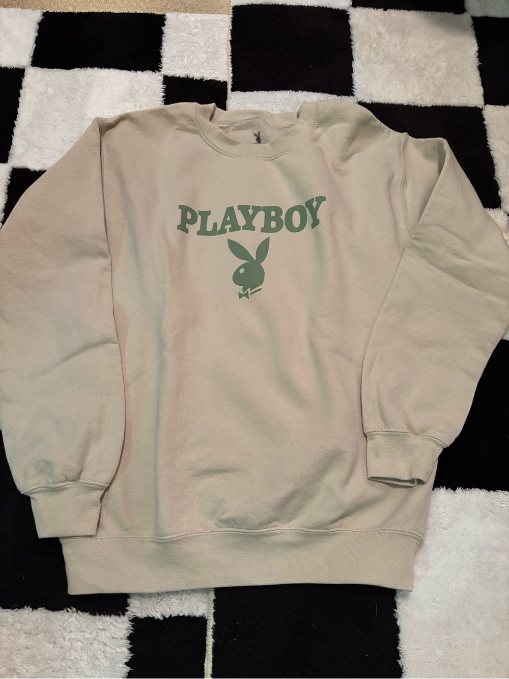 PLAYBOY Crewneck Sweatshirt in Light Sage with Green Logo